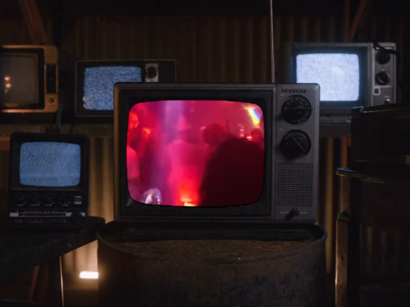 Televisions in the opening frame of the Maine House Music event film